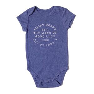 Lucky Brand “The mark of Good Luck” short sleeve bodysuit 6-9m